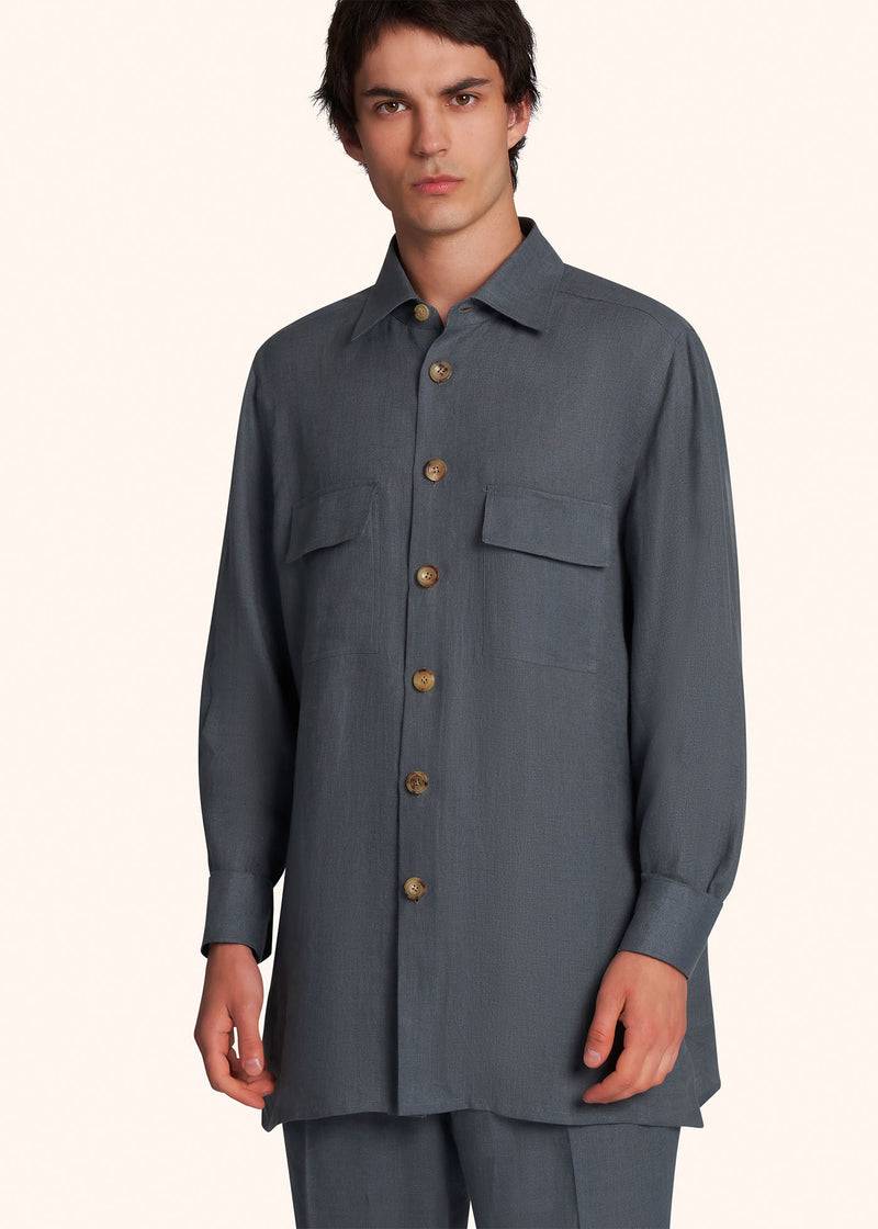 Kiton AAL - CAMICIA SPORT LINO UMC016H0883815 Vendita Calda