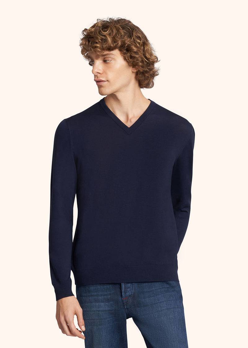 Kiton MAGLIA SCOLLO V LANA UK865K4 Consegna Veloce