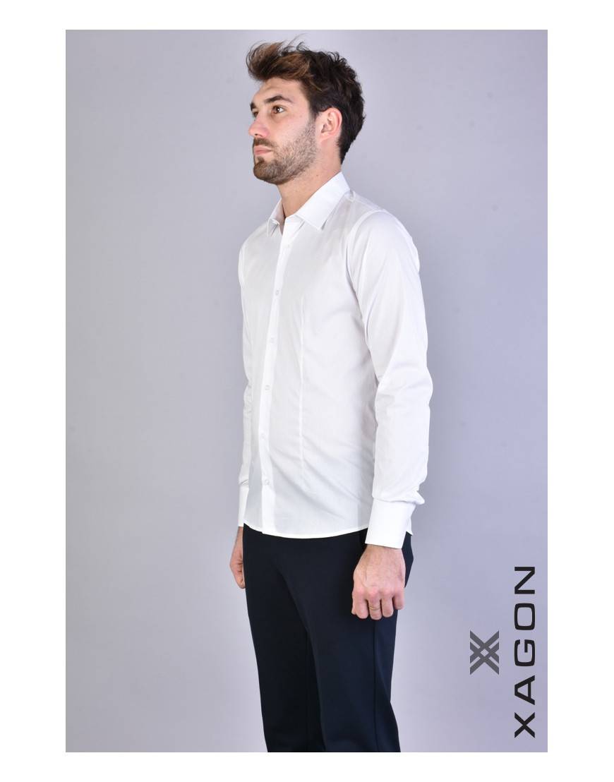 La haine inside us CAMICIA PAMATE Stretch Slim Fit Bianco Moda