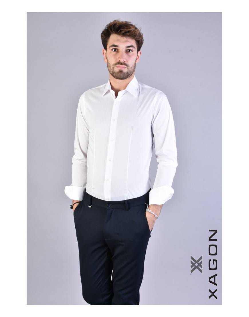 La haine inside us CAMICIA PAMATE Stretch Slim Fit Bianco Moda