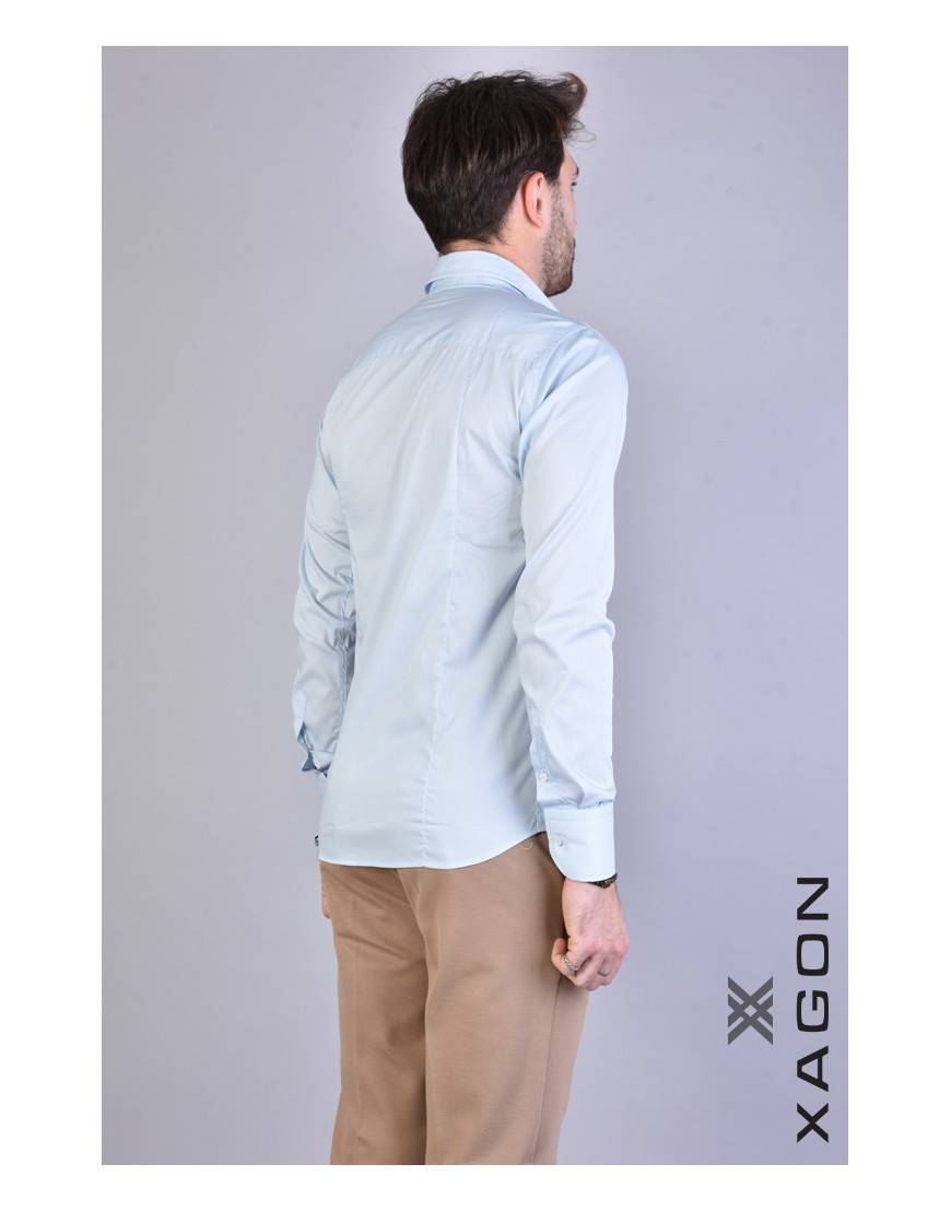 La haine inside us CAMICIA PAMATE Stretch Slim Fit Cielo Italia
