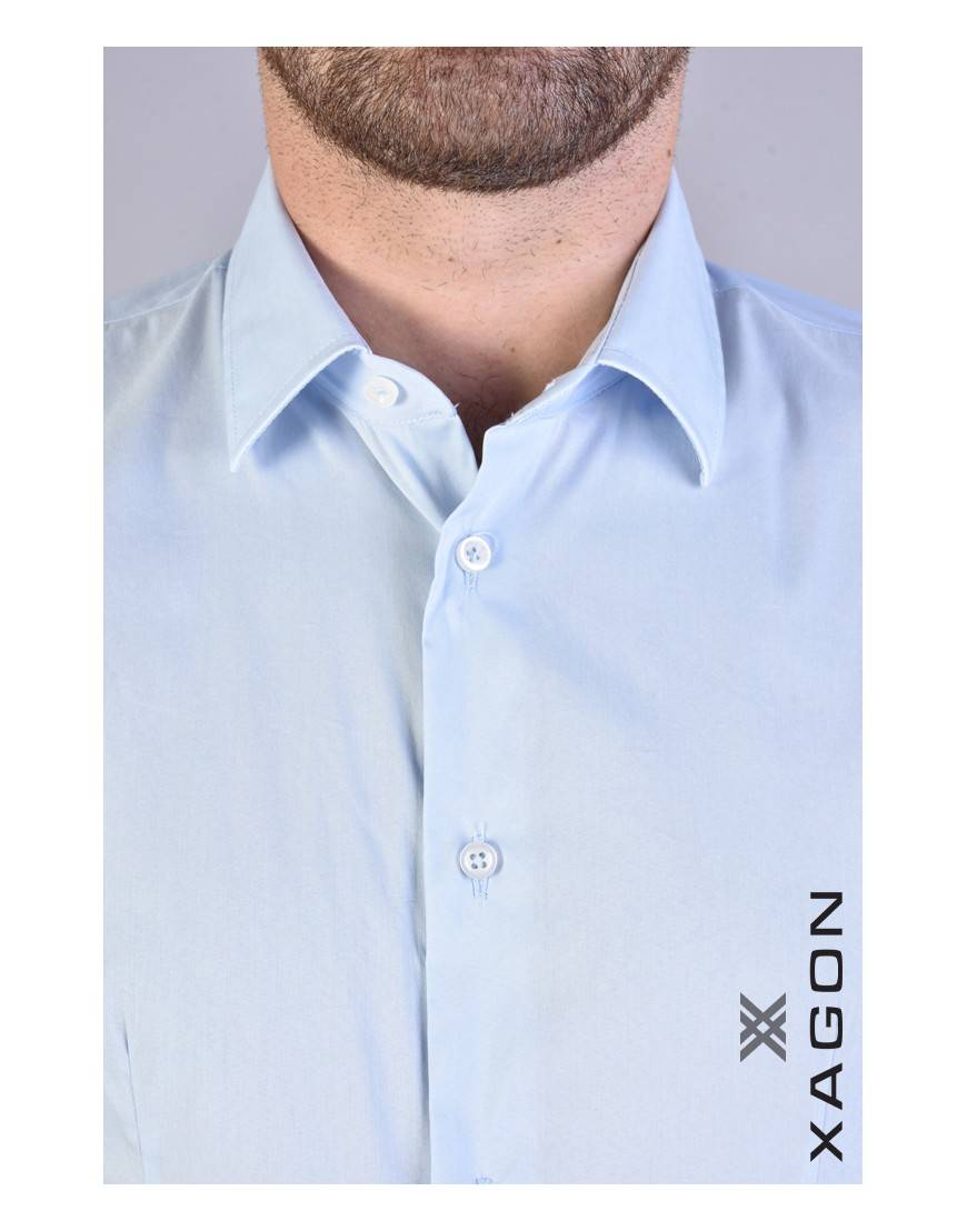 La haine inside us CAMICIA PAMATE Stretch Slim Fit Cielo Italia