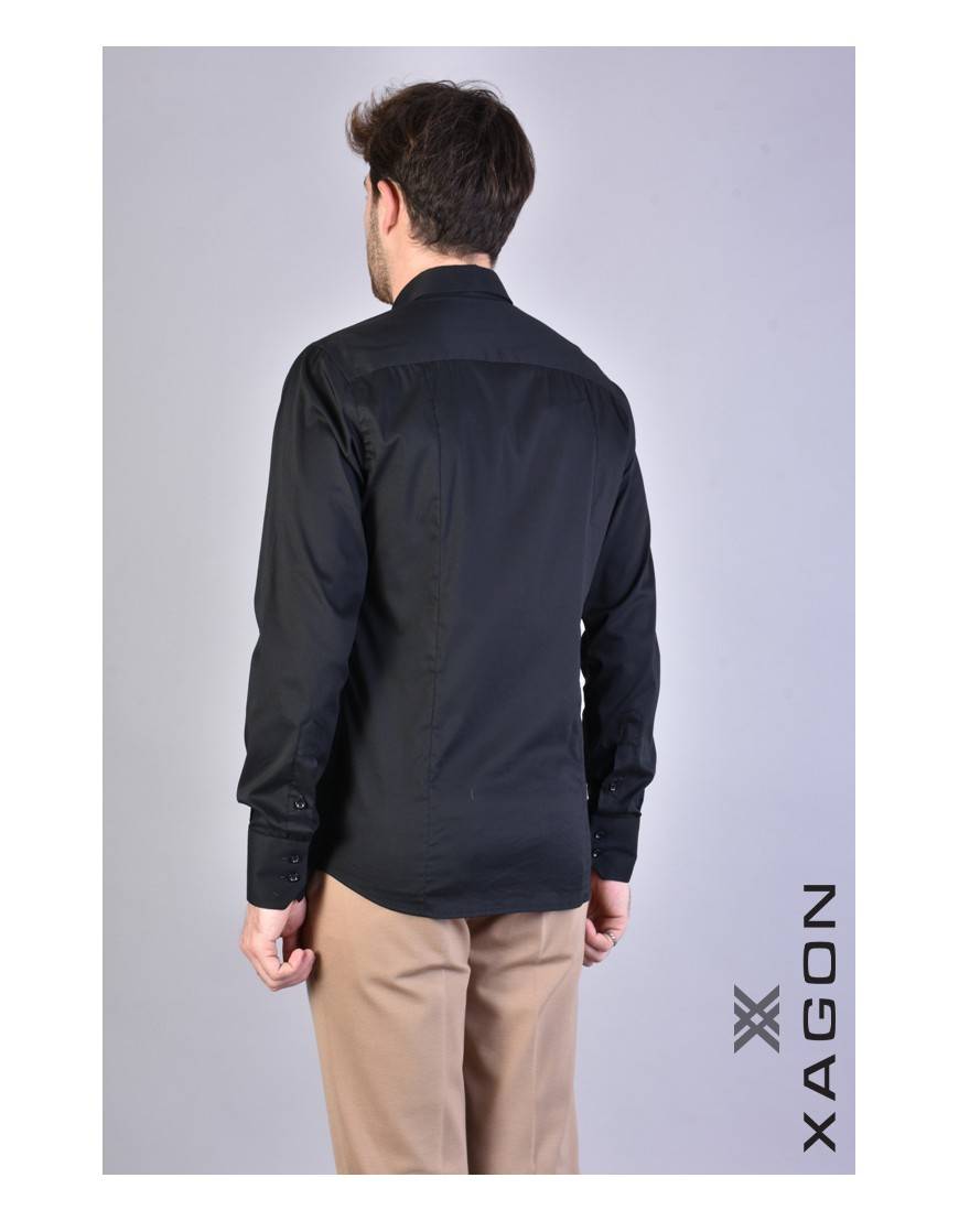 La haine inside us CAMICIA PAMATE Stretch Slim Fit Nero 2025