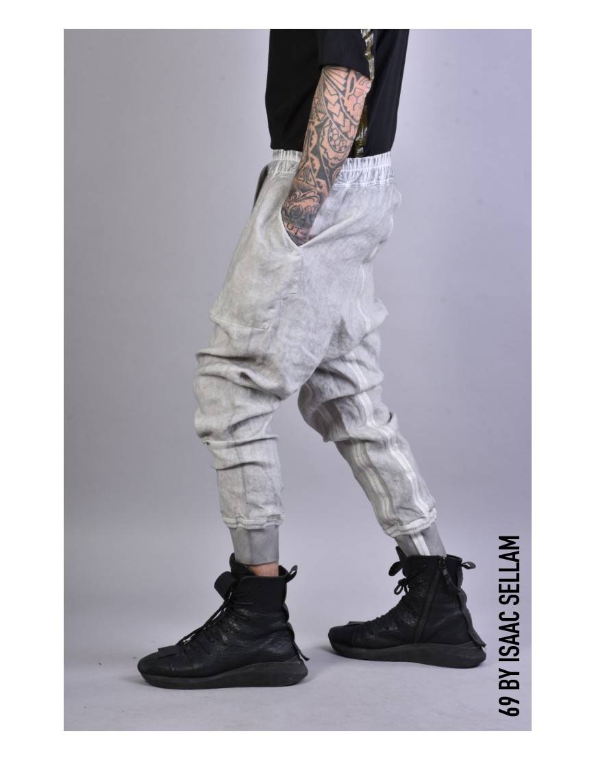 La haine inside us PANTS BANDE LINEN Grey Offerte esclusive
