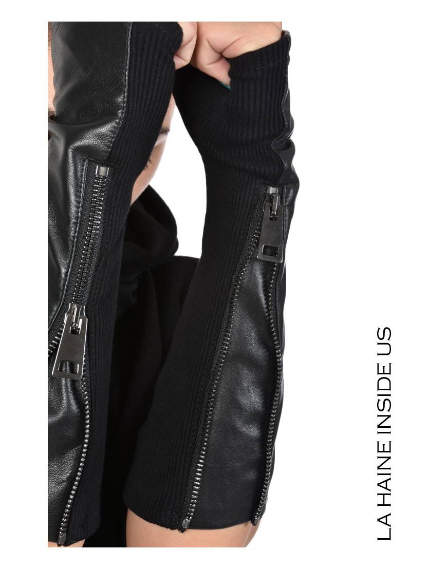 La haine inside us - PERMANENTE - 4B CALLIOPE MANICOTTO Pelle Nero Shopping Online