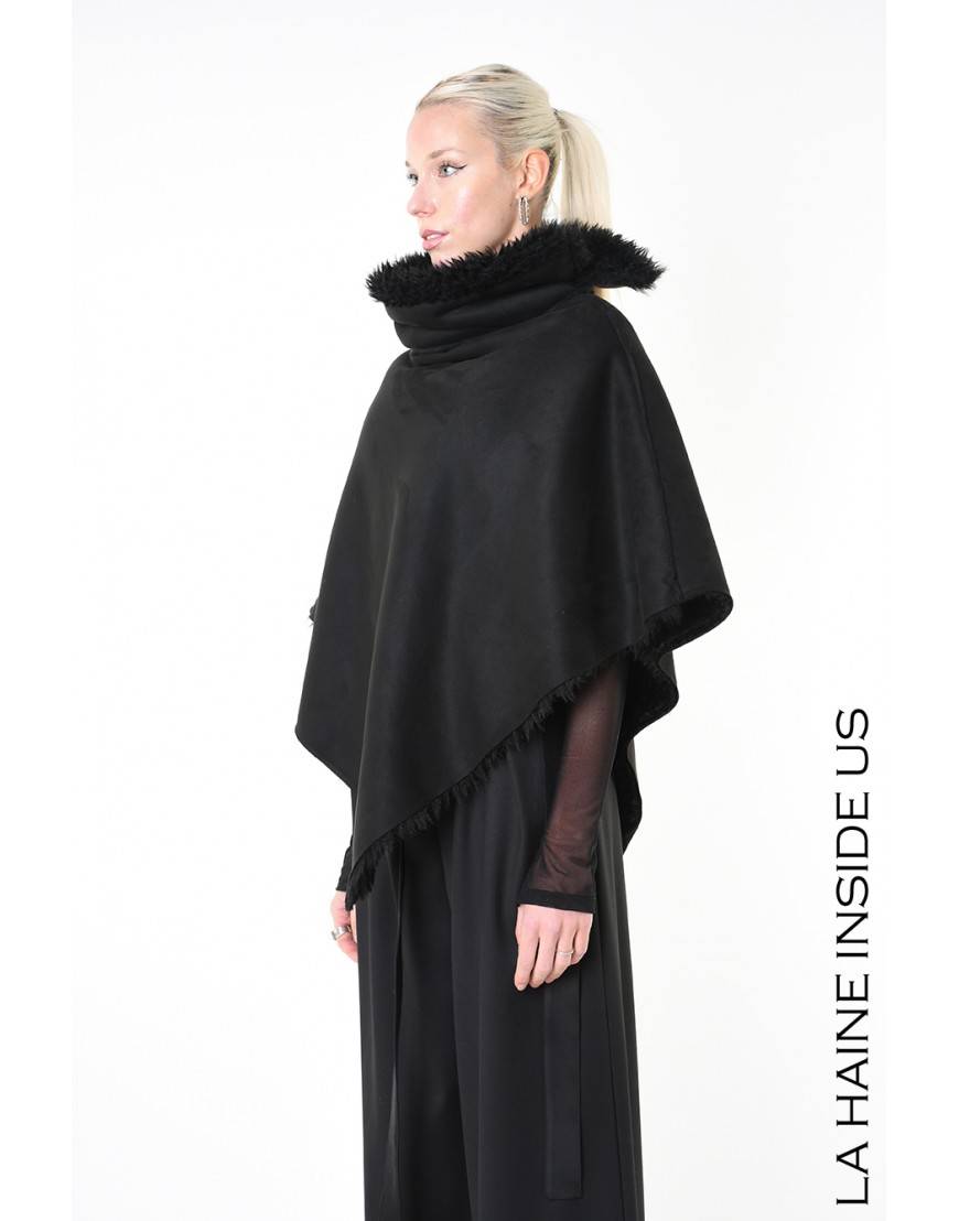 La haine inside us 4- LW862 PONCHO UNISEX D Nero Vendita Calda