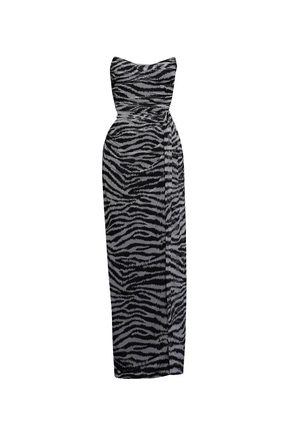 La Petite Robe Di Chiara Boni kriztina printed illusion gown In Vendita