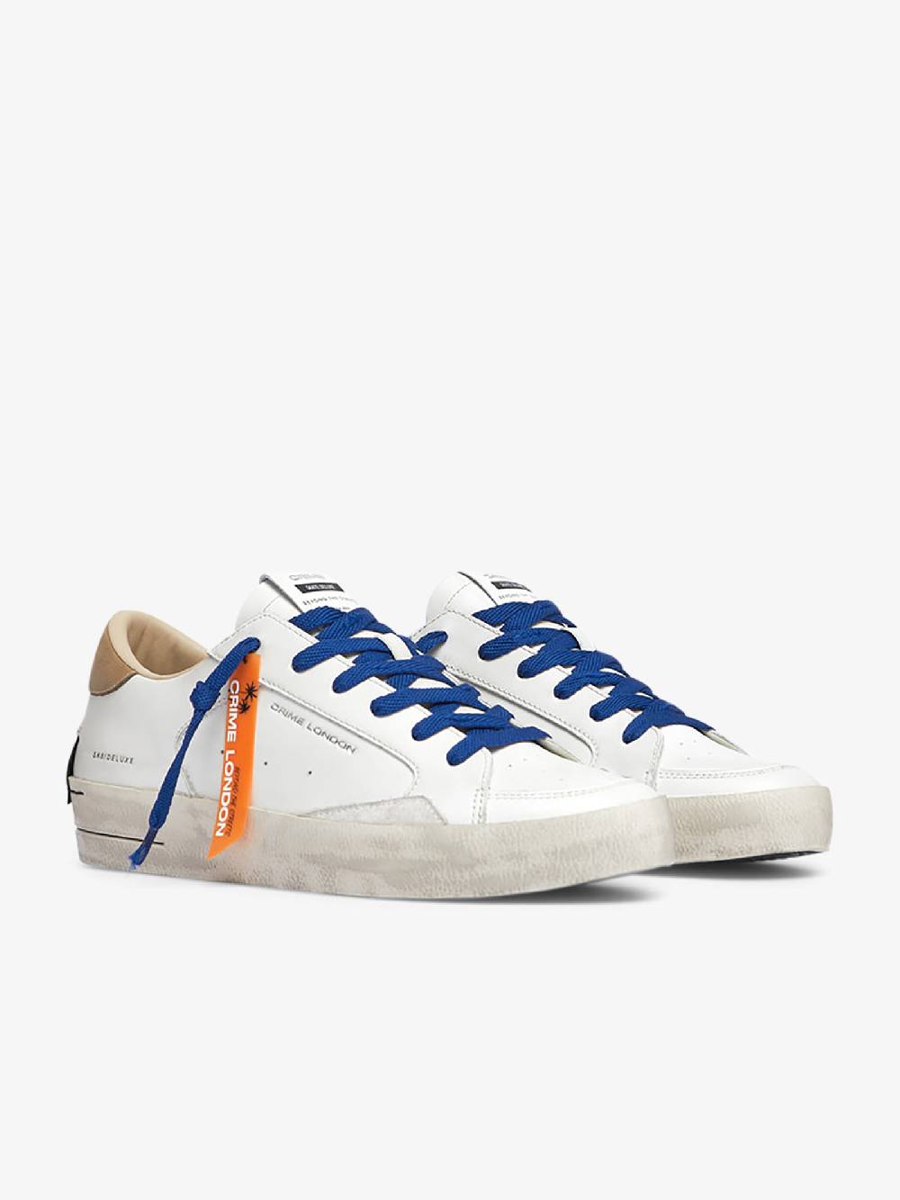 CRIME LONDON Sneakers Sk8 Deluxe 18106AA6 uomo pelle bianco In Saldo