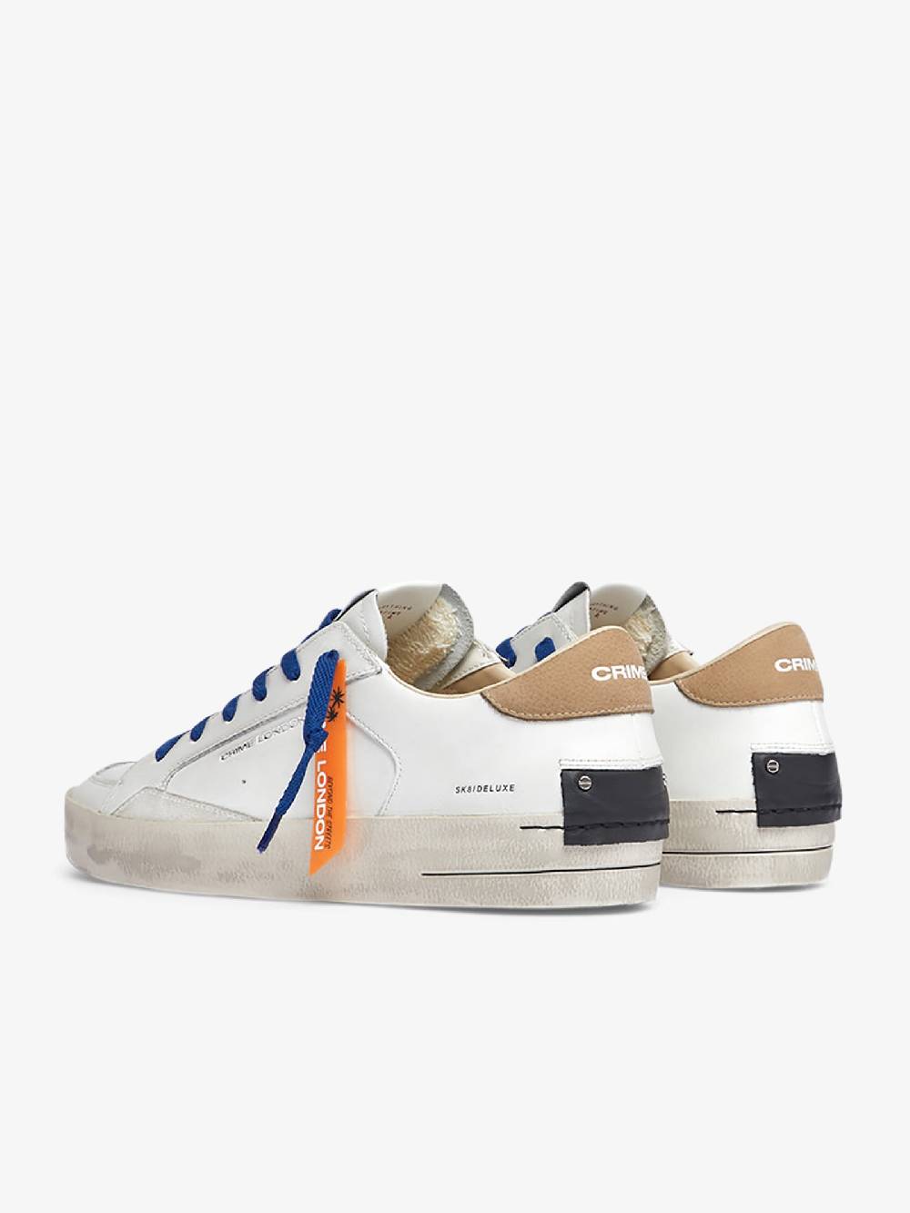 CRIME LONDON Sneakers Sk8 Deluxe 18106AA6 uomo pelle bianco In Saldo