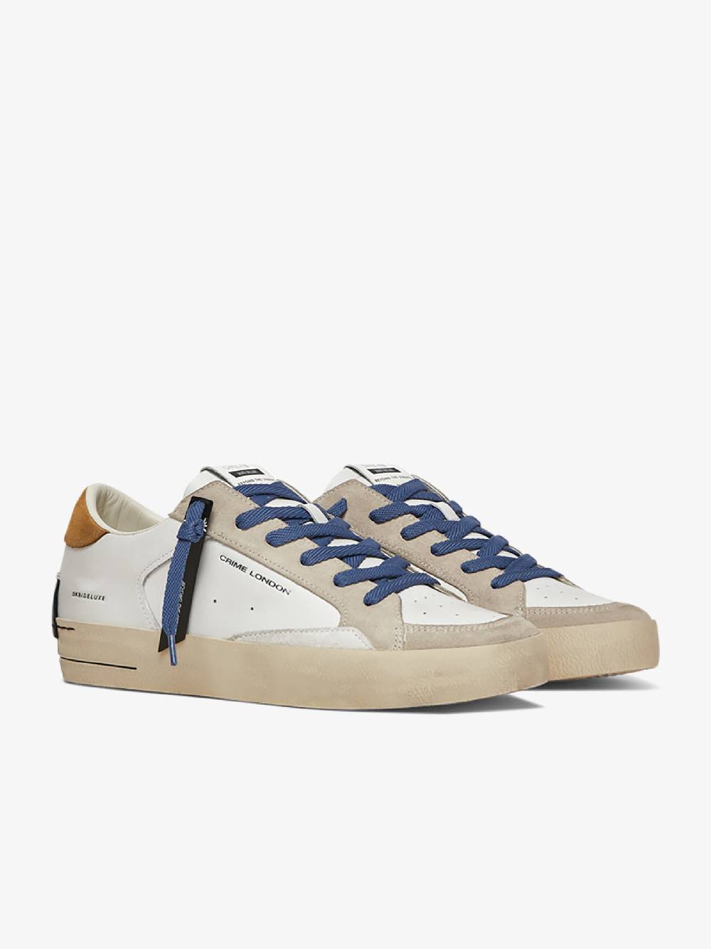 CRIME LONDON Sneakers Sk8 Deluxe 17103PP6 uomo pelle bianco Italia