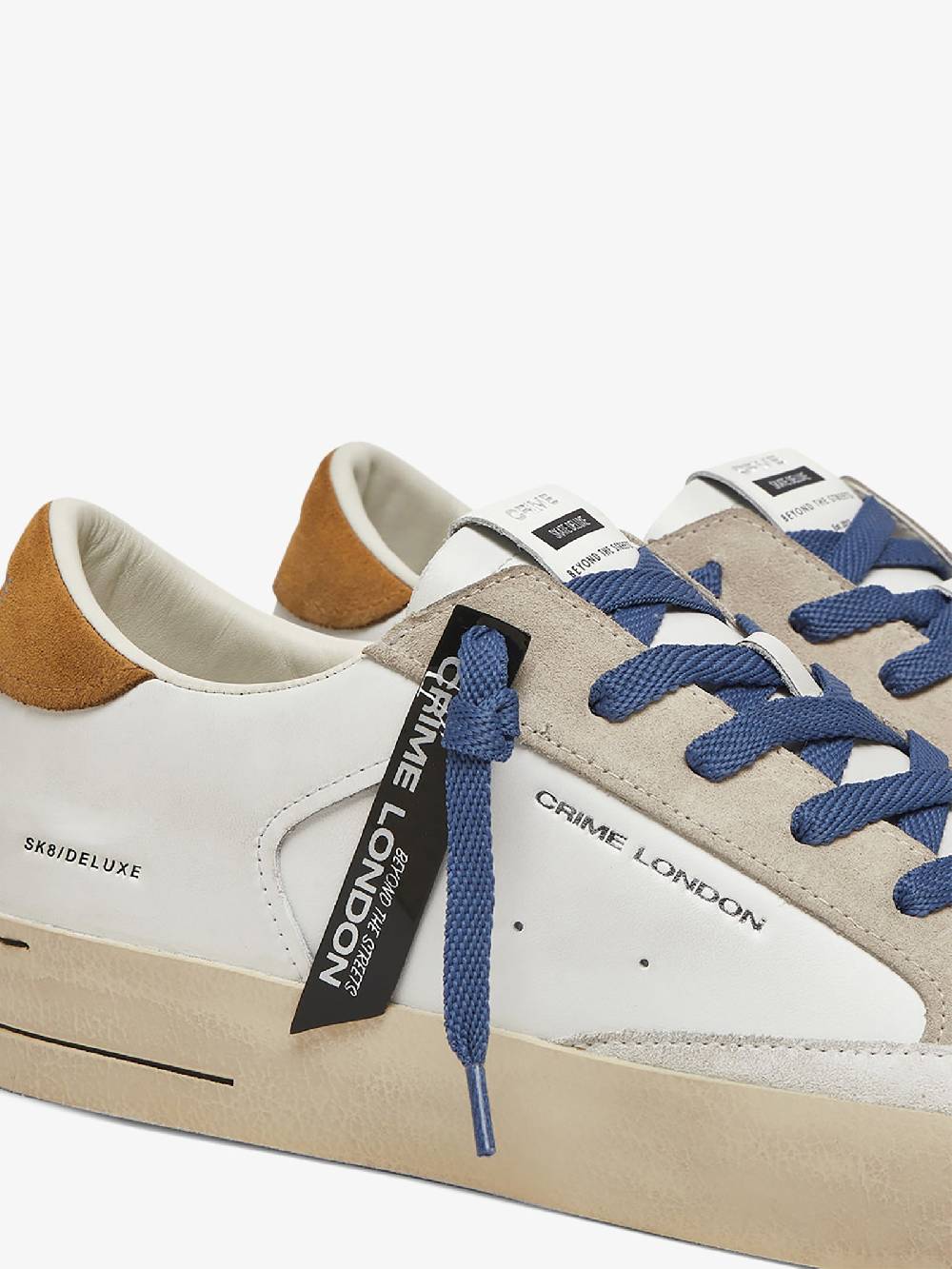 CRIME LONDON Sneakers Sk8 Deluxe 17103PP6 uomo pelle bianco Italia