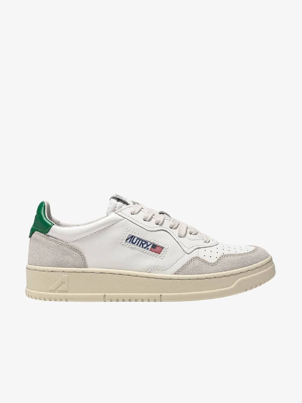 AUTRY Sneakers Medalist Low uomo in pelle bianco/verde Saldi
