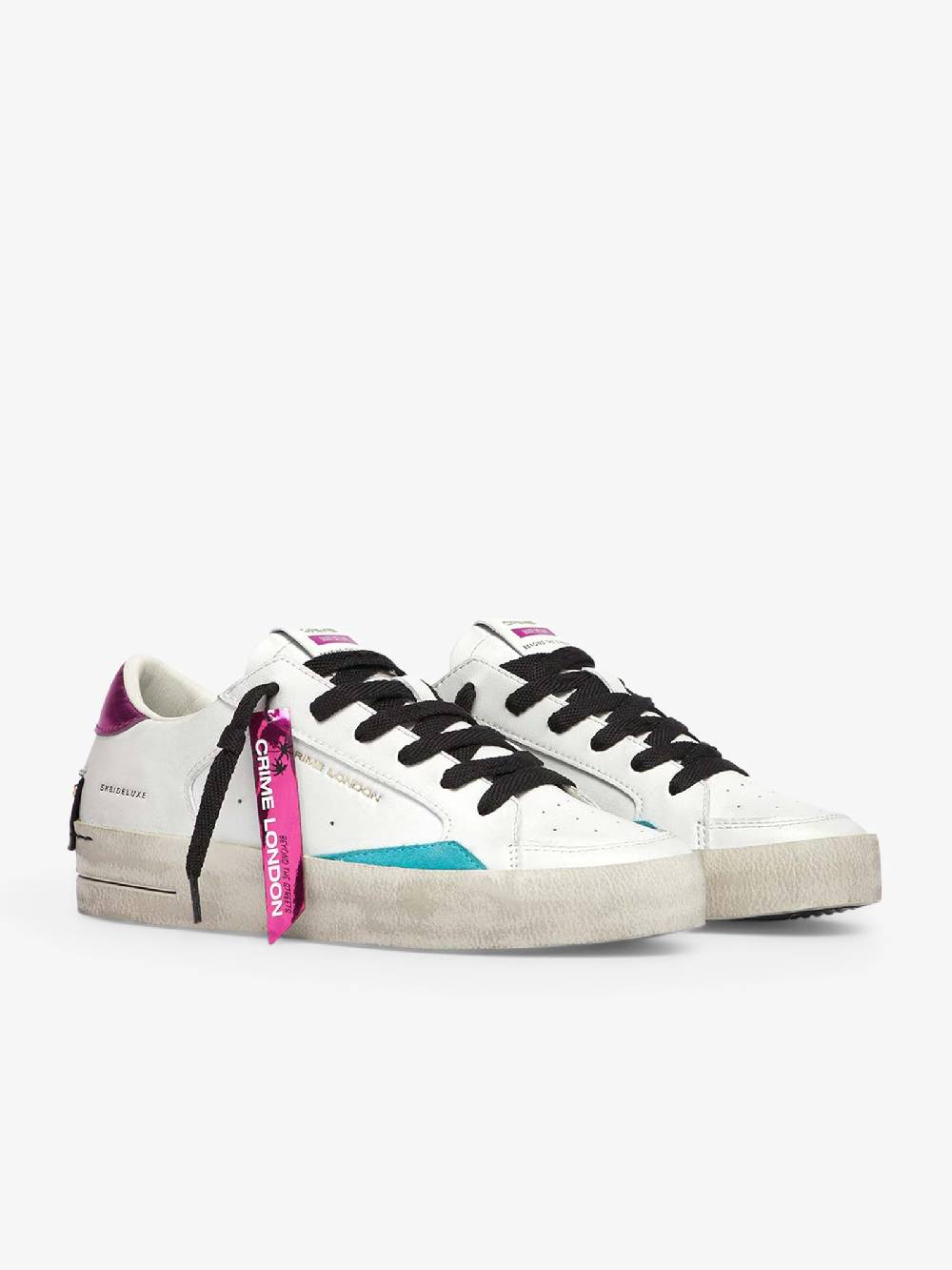 CRIME LONDON Sneakers SK8 Deluxe 28106AA6 donna pelle bianco Vendite Flash