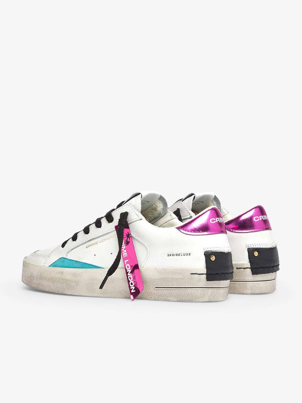 CRIME LONDON Sneakers SK8 Deluxe 28106AA6 donna pelle bianco Vendite Flash