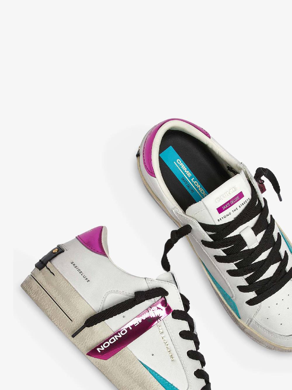 CRIME LONDON Sneakers SK8 Deluxe 28106AA6 donna pelle bianco Vendite Flash