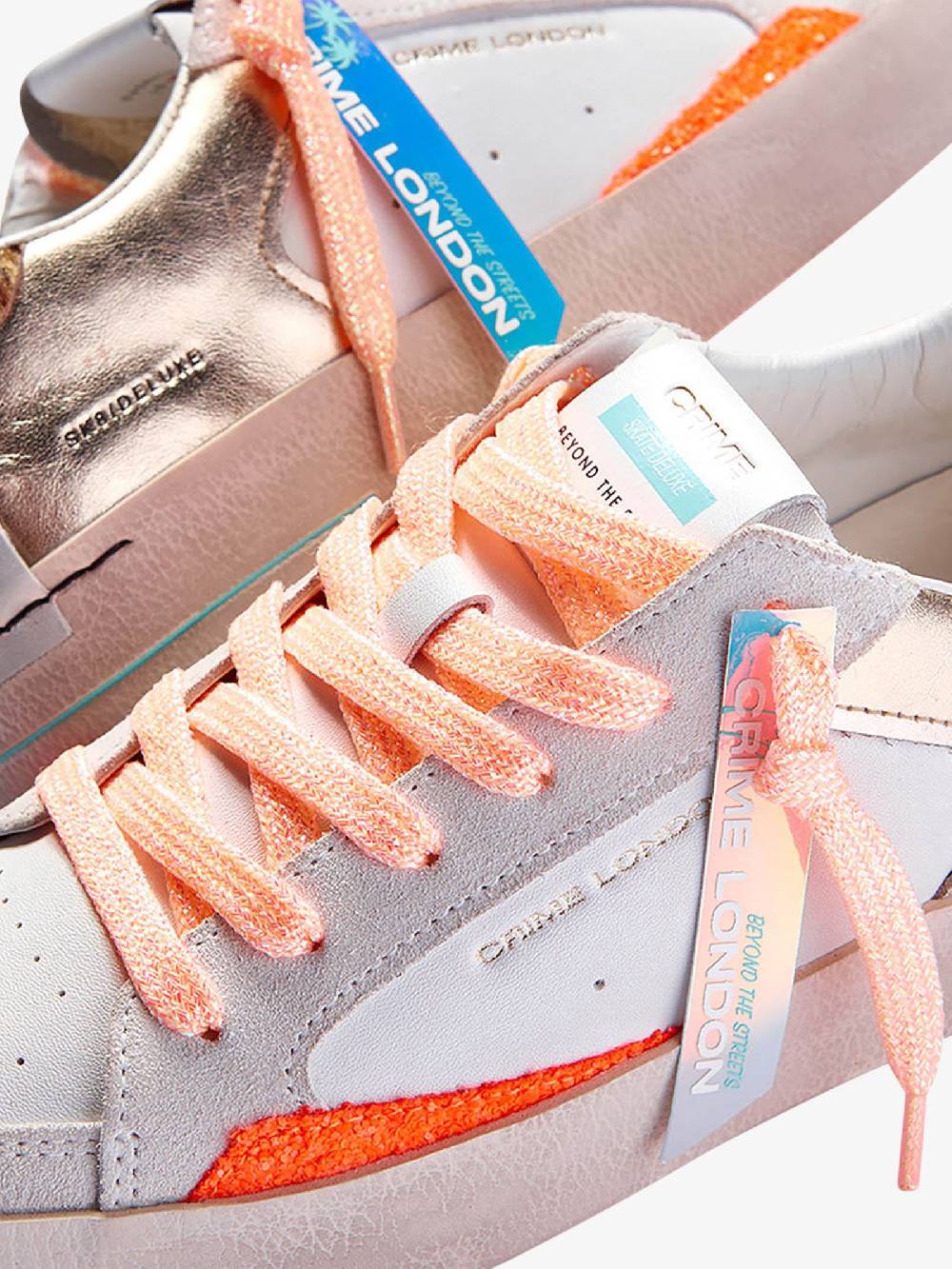 CRIME LONDON Sneakers SK8 Deluxe 27101PP6 donna pelle bianco In Saldo