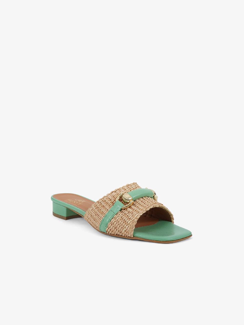 HESSY Sandali con tacco TACCO 10 720 donna rafia verde Nuovo