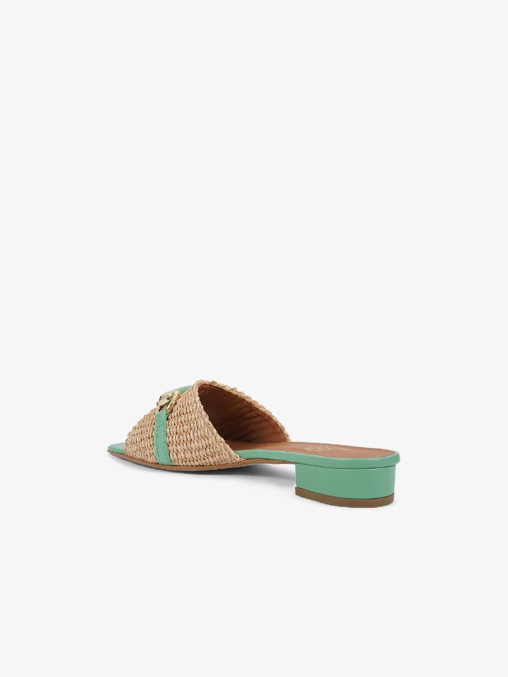 HESSY Sandali con tacco TACCO 10 720 donna rafia verde Nuovo