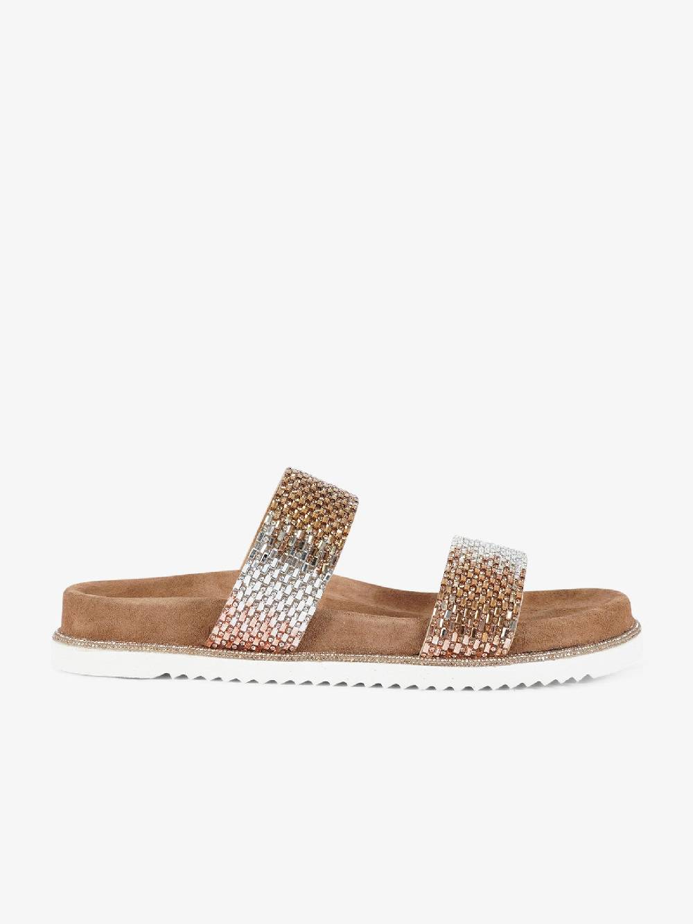 CB FUSION Sandali bassi metallizzato con doppia fascia CBF.R224013 donna pelle rosa