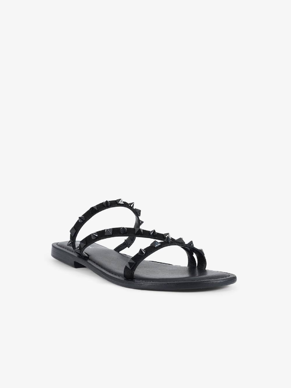 CB FUSION Sandali bassi con fascie e borchie piramidali CBF.R224004 donna pelle nero Offerte
