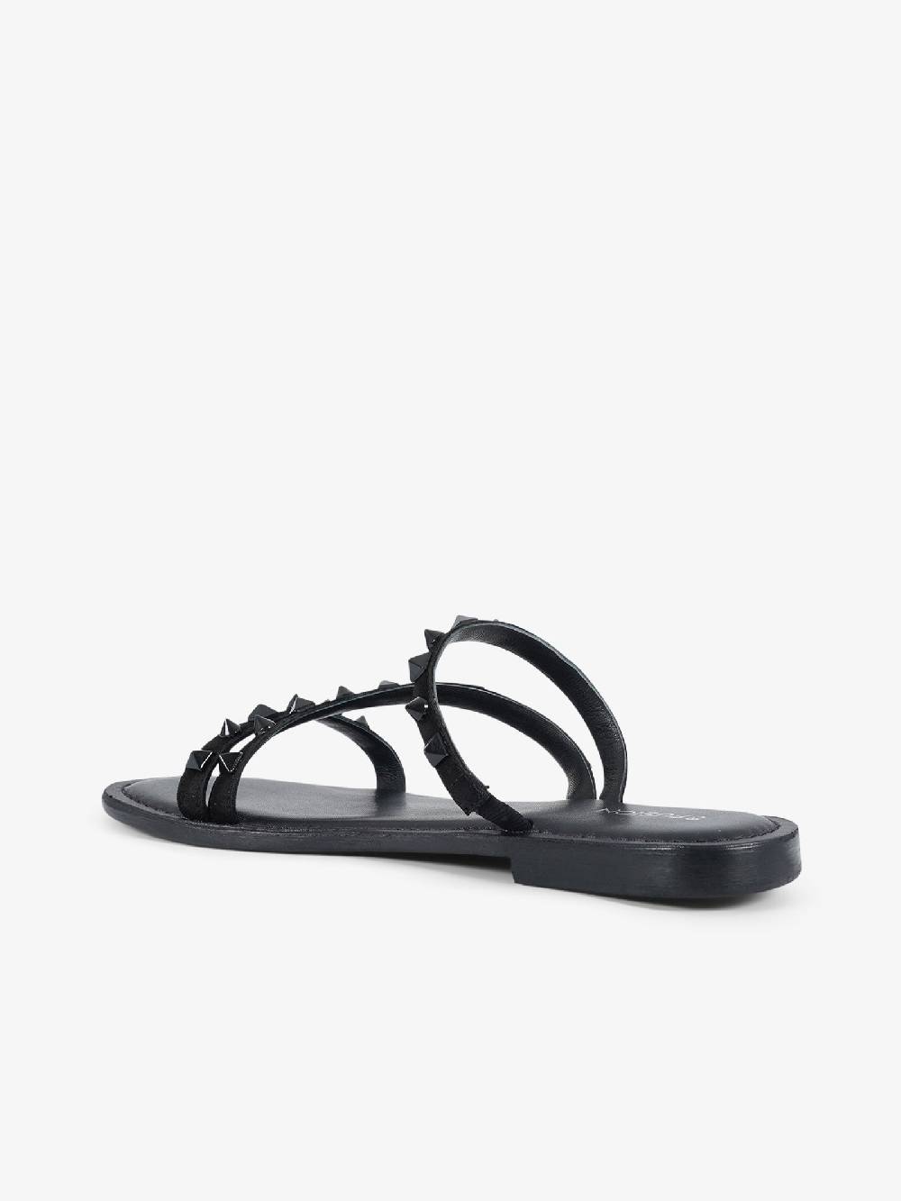 CB FUSION Sandali bassi con fascie e borchie piramidali CBF.R224004 donna pelle nero Offerte