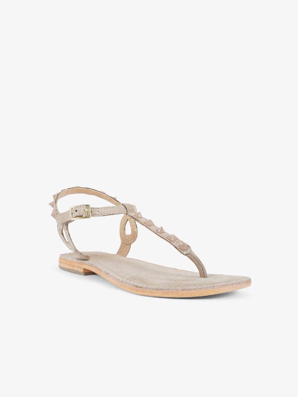 CB FUSION Sandali bassi infradito con borchie piramidali CBF.R224003 donna pelle beige Hotsell