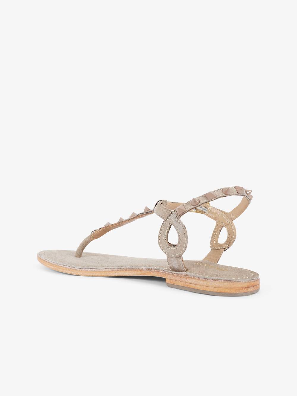 CB FUSION Sandali bassi infradito con borchie piramidali CBF.R224003 donna pelle beige Hotsell