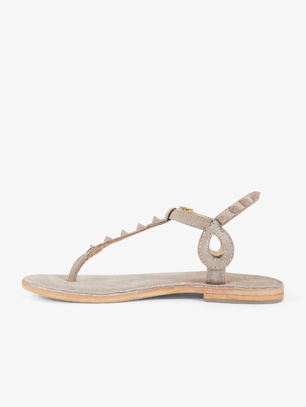 CB FUSION Sandali bassi infradito con borchie piramidali CBF.R224003 donna pelle beige Hotsell
