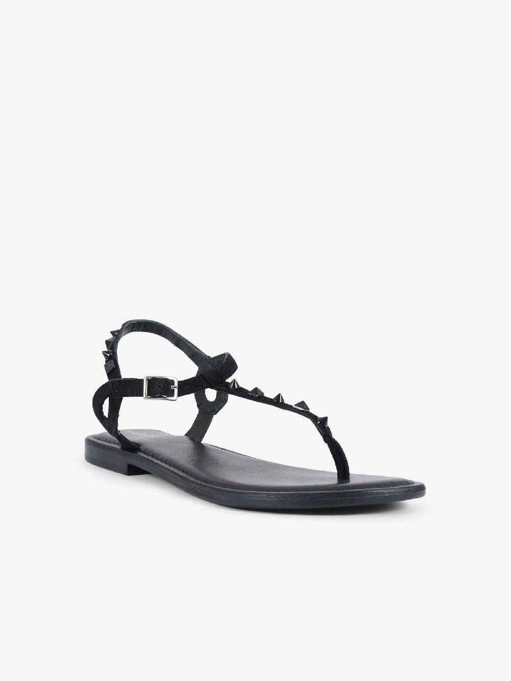 CB FUSION Sandali bassi infradito con borchie piramidali CBF.R224003 donna pelle nero Vendita Calda