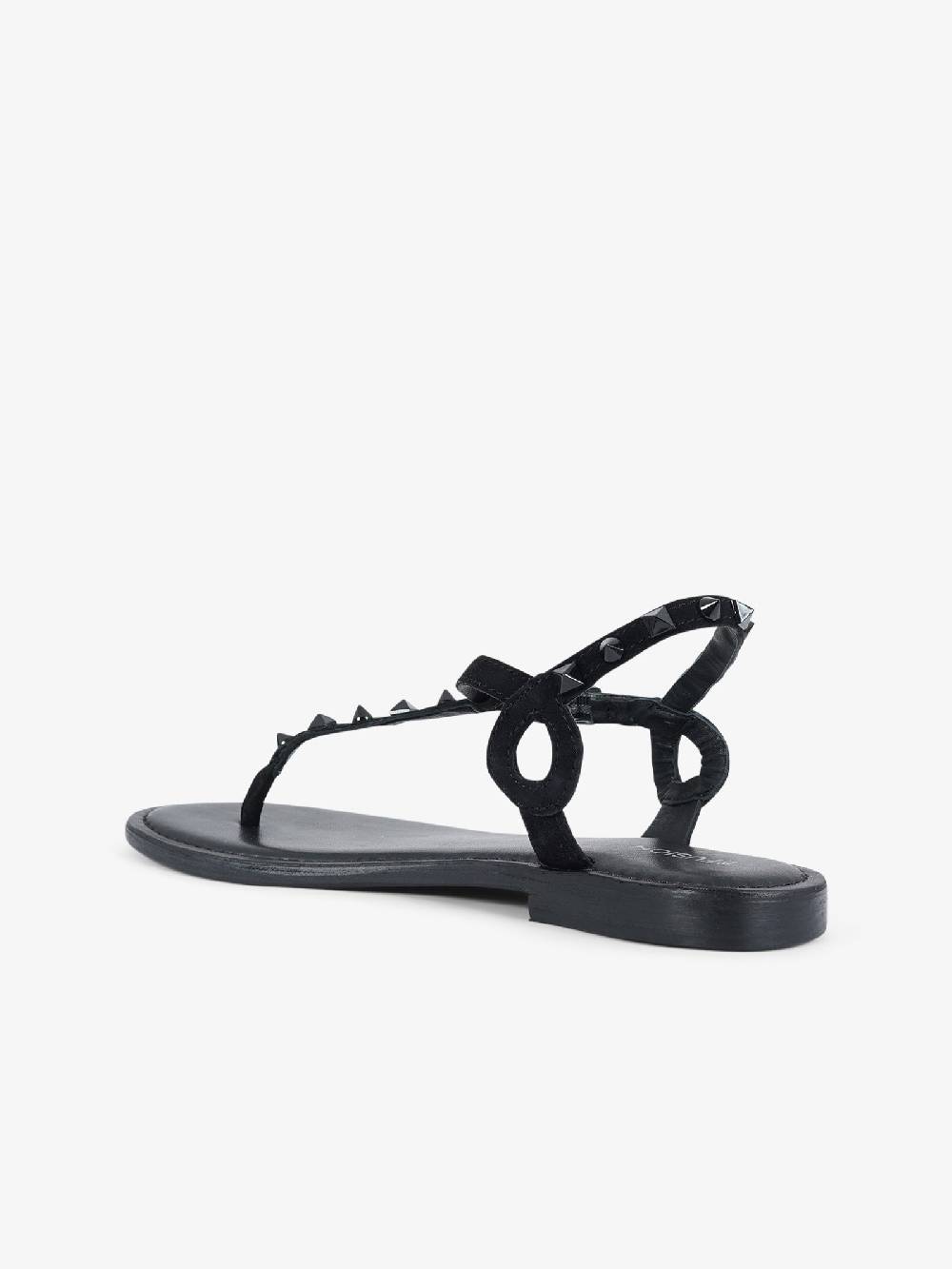 CB FUSION Sandali bassi infradito con borchie piramidali CBF.R224003 donna pelle nero Vendita Calda
