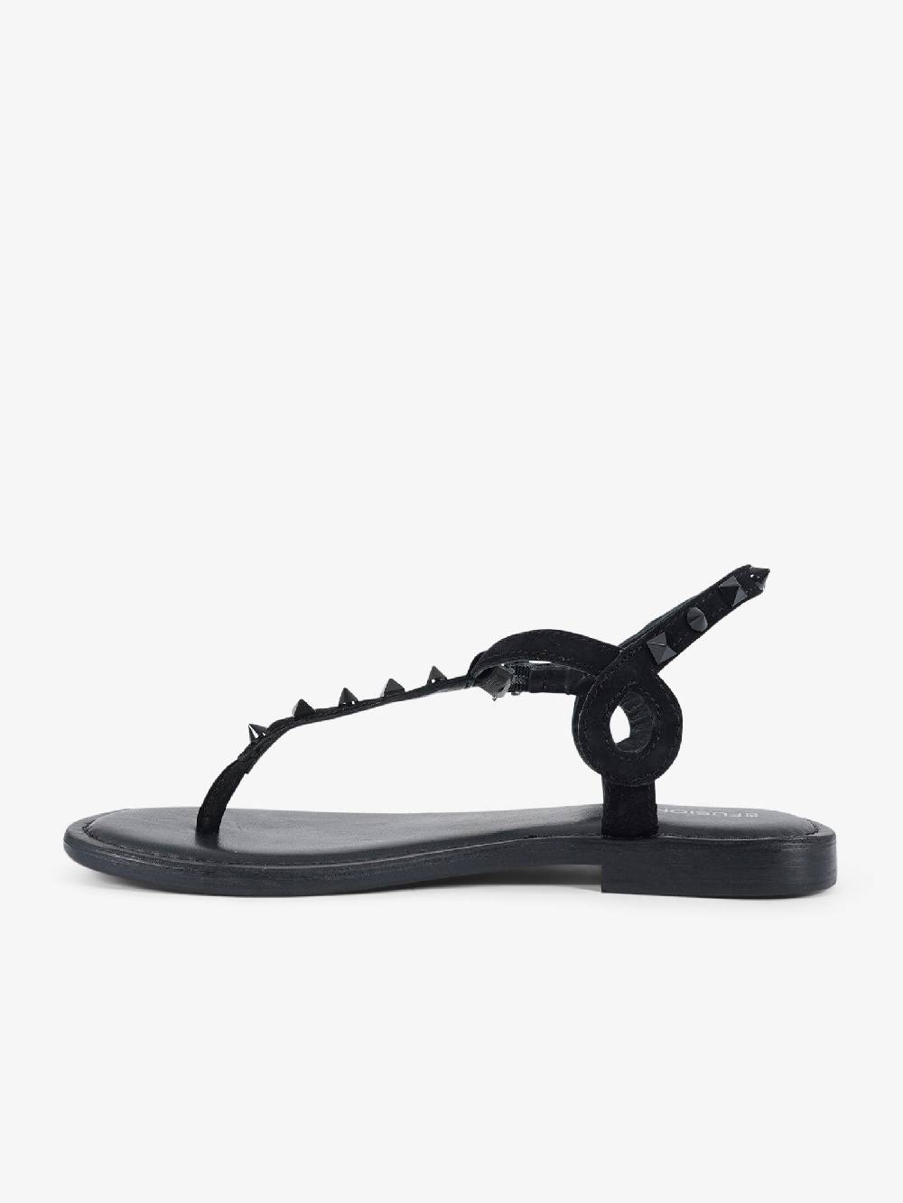 CB FUSION Sandali bassi infradito con borchie piramidali CBF.R224003 donna pelle nero Vendita Calda