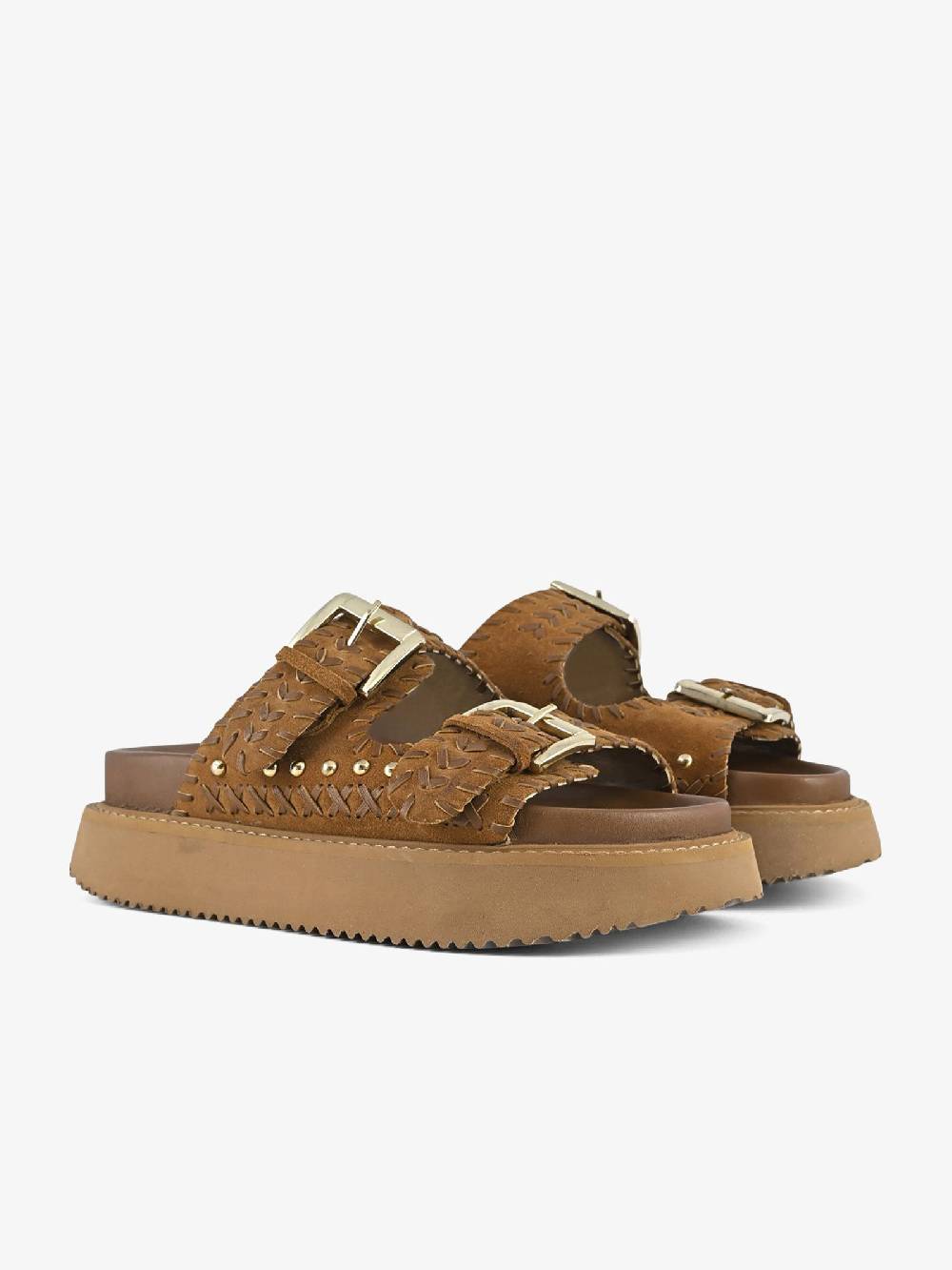 CORAL BLUE Ciabatte platform doppia fascia CB.K224.27 donna pelle marrone Vendita Economica