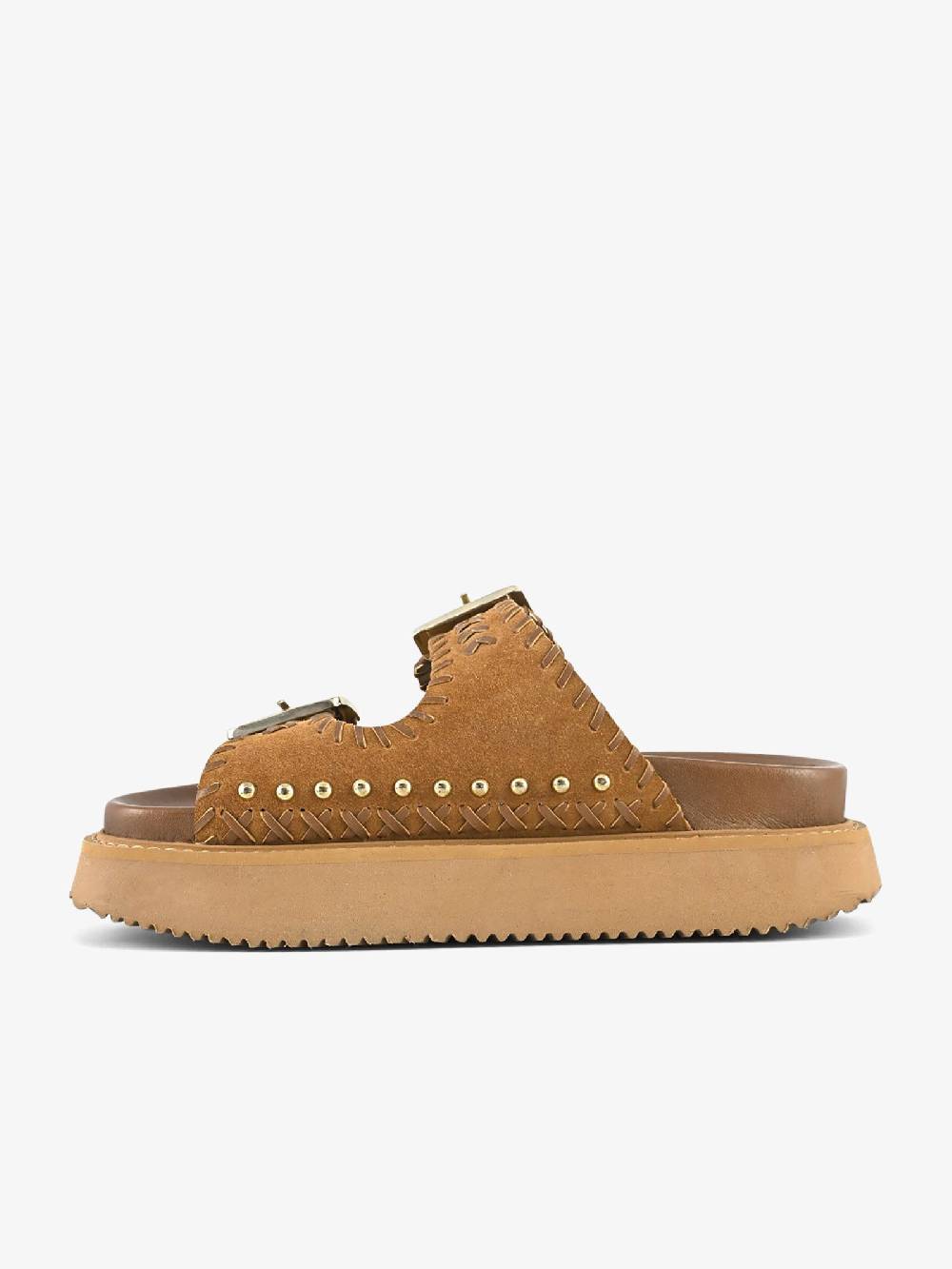 CORAL BLUE Ciabatte platform doppia fascia CB.K224.27 donna pelle marrone Vendita Economica