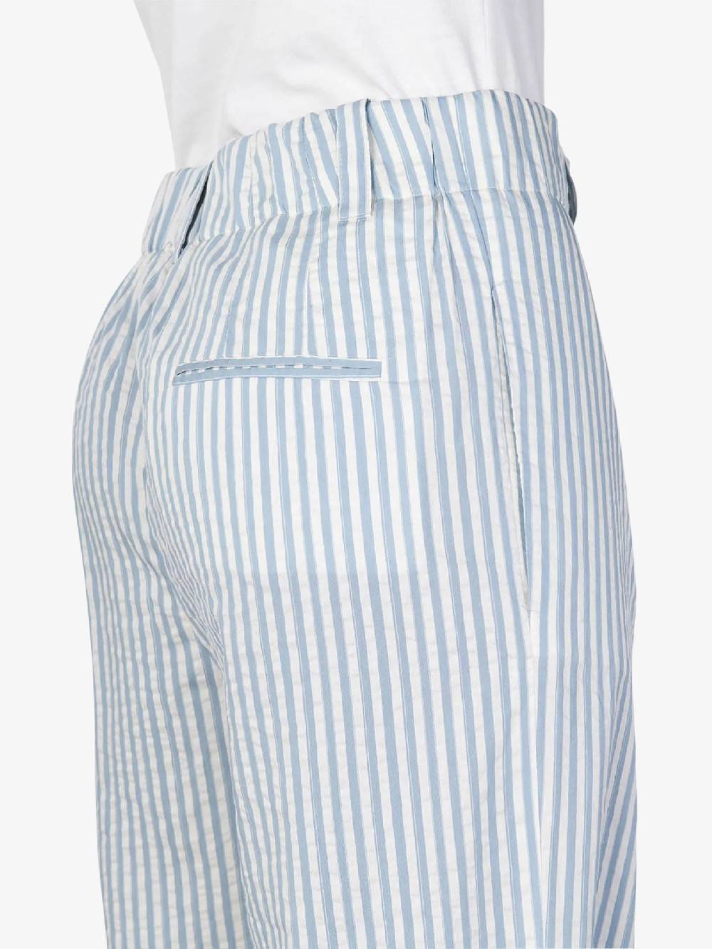 ALYSI Pantalone wide leg a righe 104121P4041 donna cotone azzurro 2025