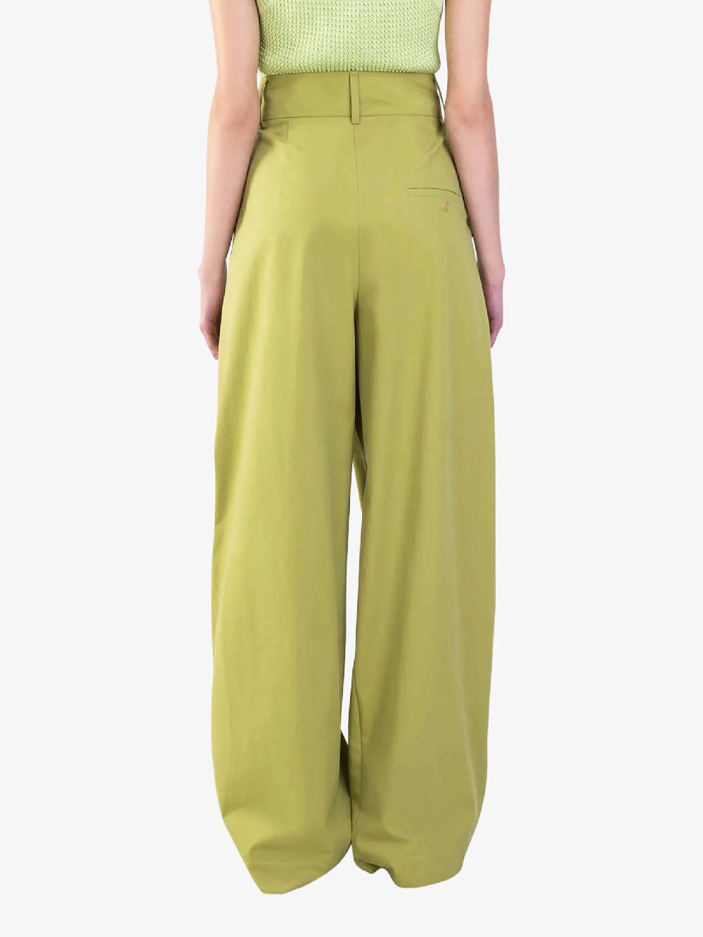 ALYSI Pantalone palazzo maxi piega 104109P4033 donna cotone verde Italy