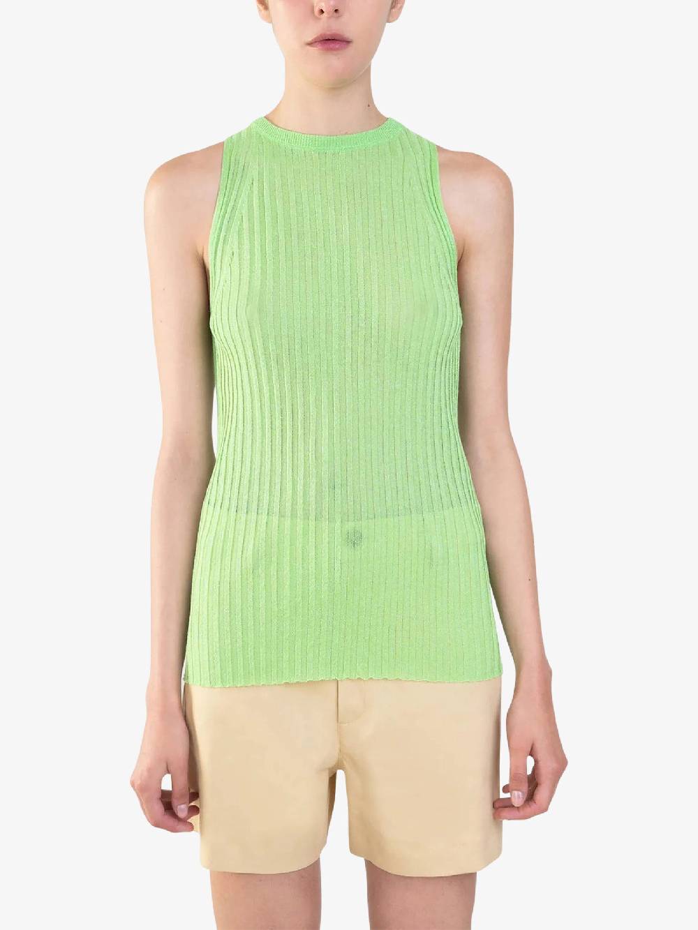 ALYSI Top a costina glossy 204411P4022 donna viscosa verde In Linea