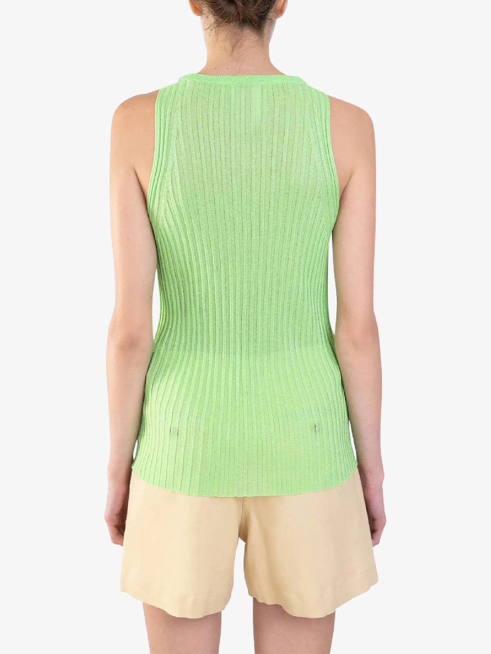 ALYSI Top a costina glossy 204411P4022 donna viscosa verde In Linea