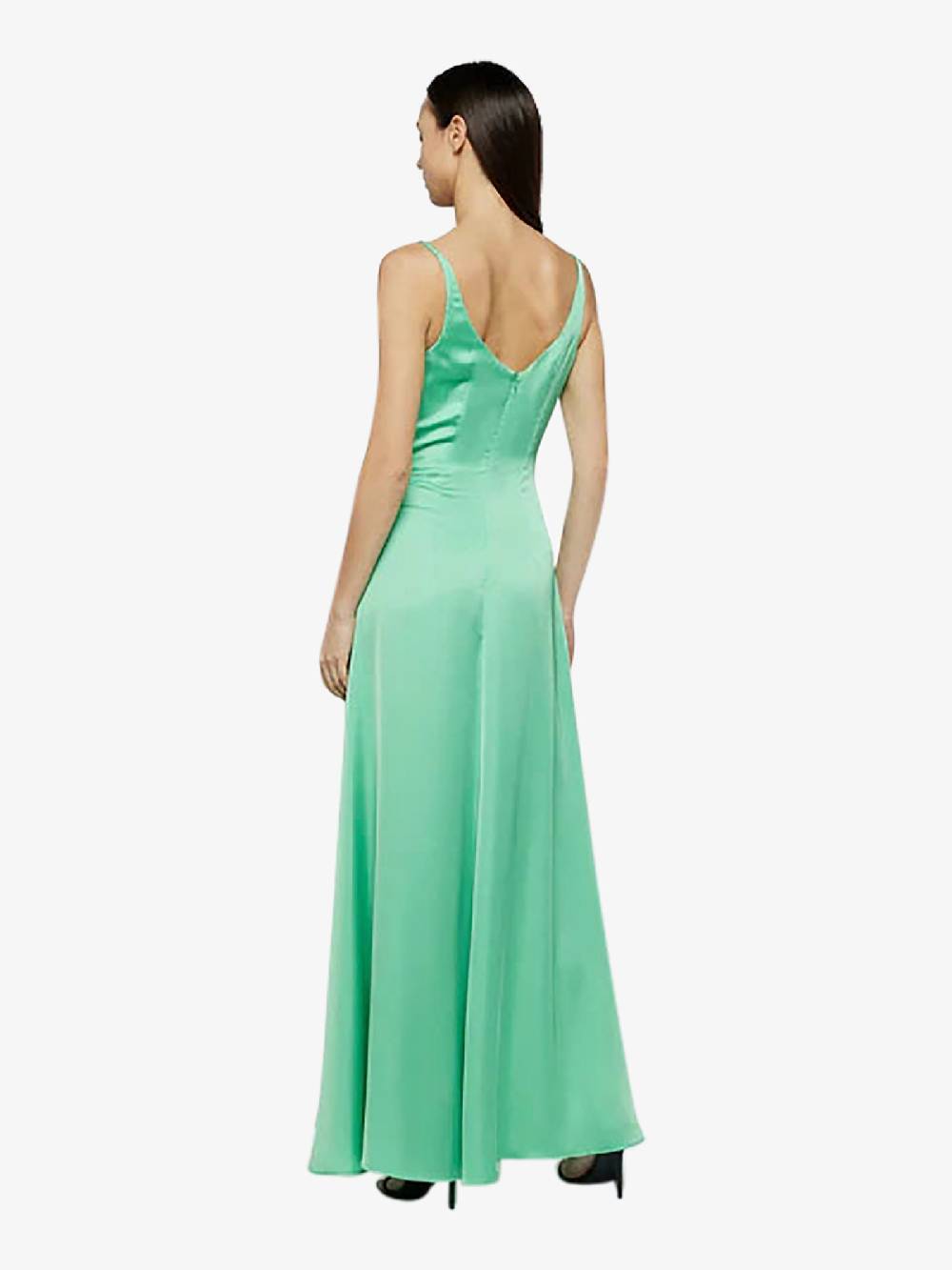 SPACE SIMONA CORSELLINI Abito lungo in raso fluido P24CPAB064 donna verde Nuovo