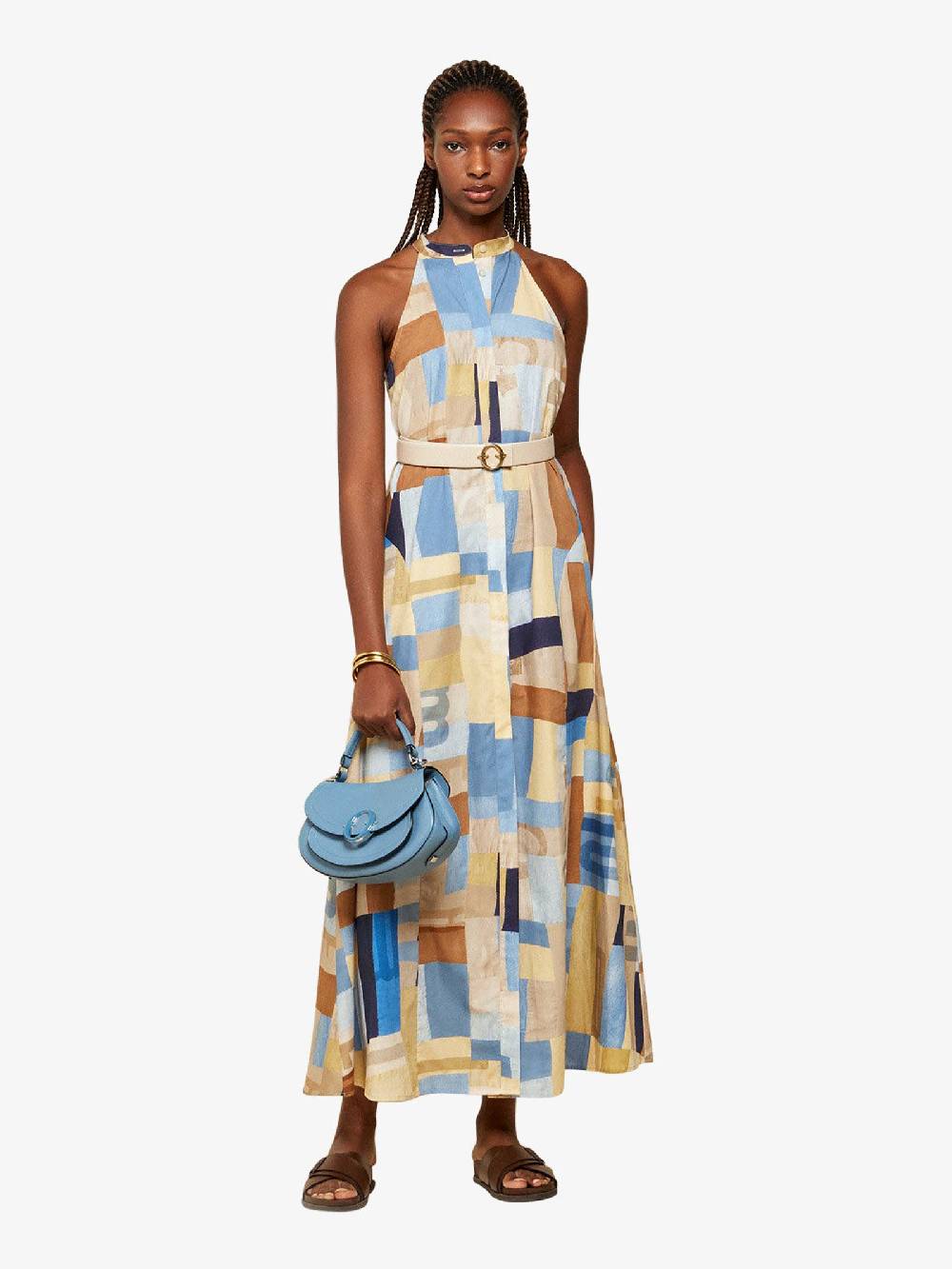 OTTOD'AME Abito lungo con spacco MCO_DA5088 donna cotone multicolor Vendita