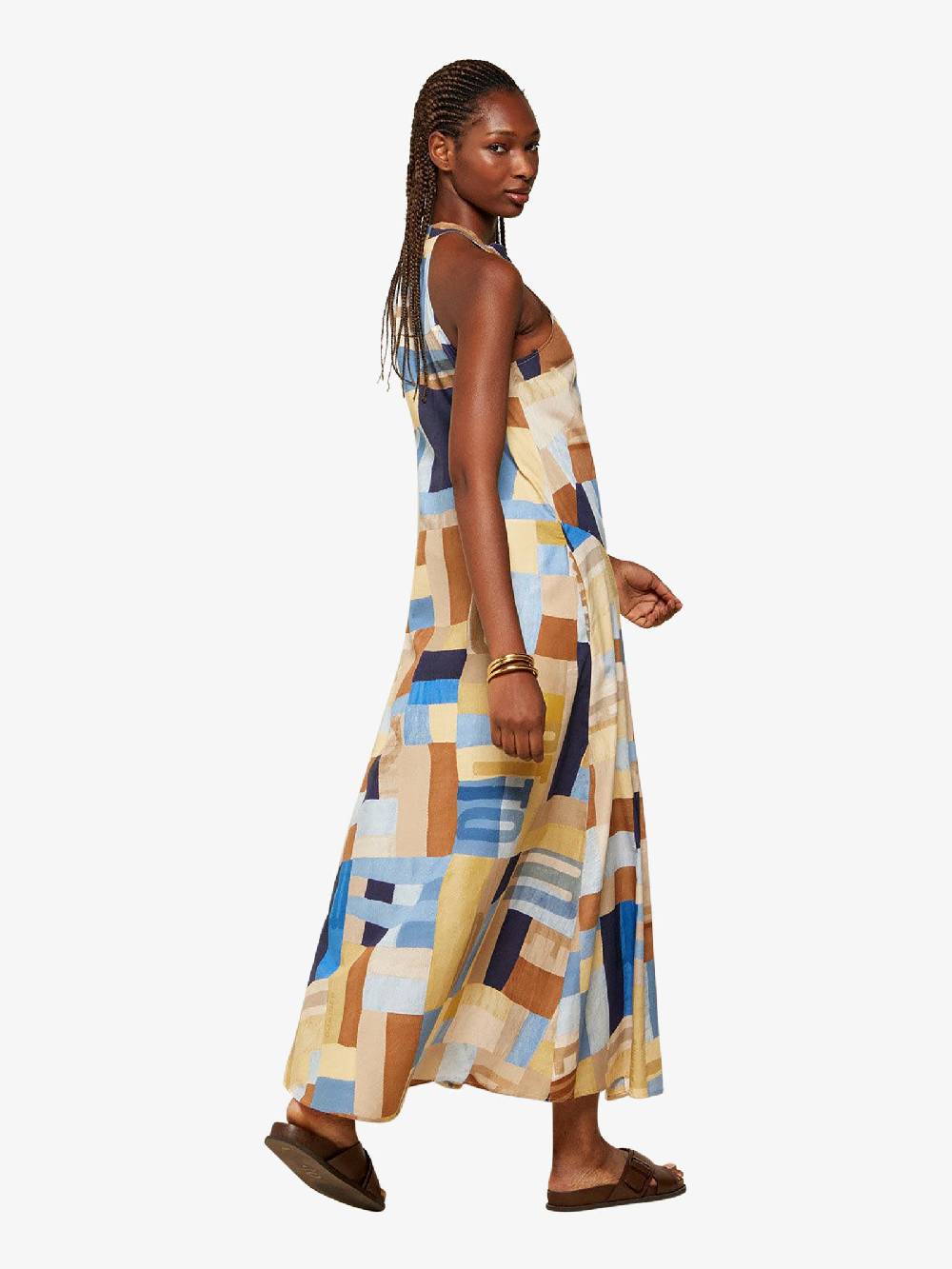 OTTOD'AME Abito lungo con spacco MCO_DA5088 donna cotone multicolor Vendita