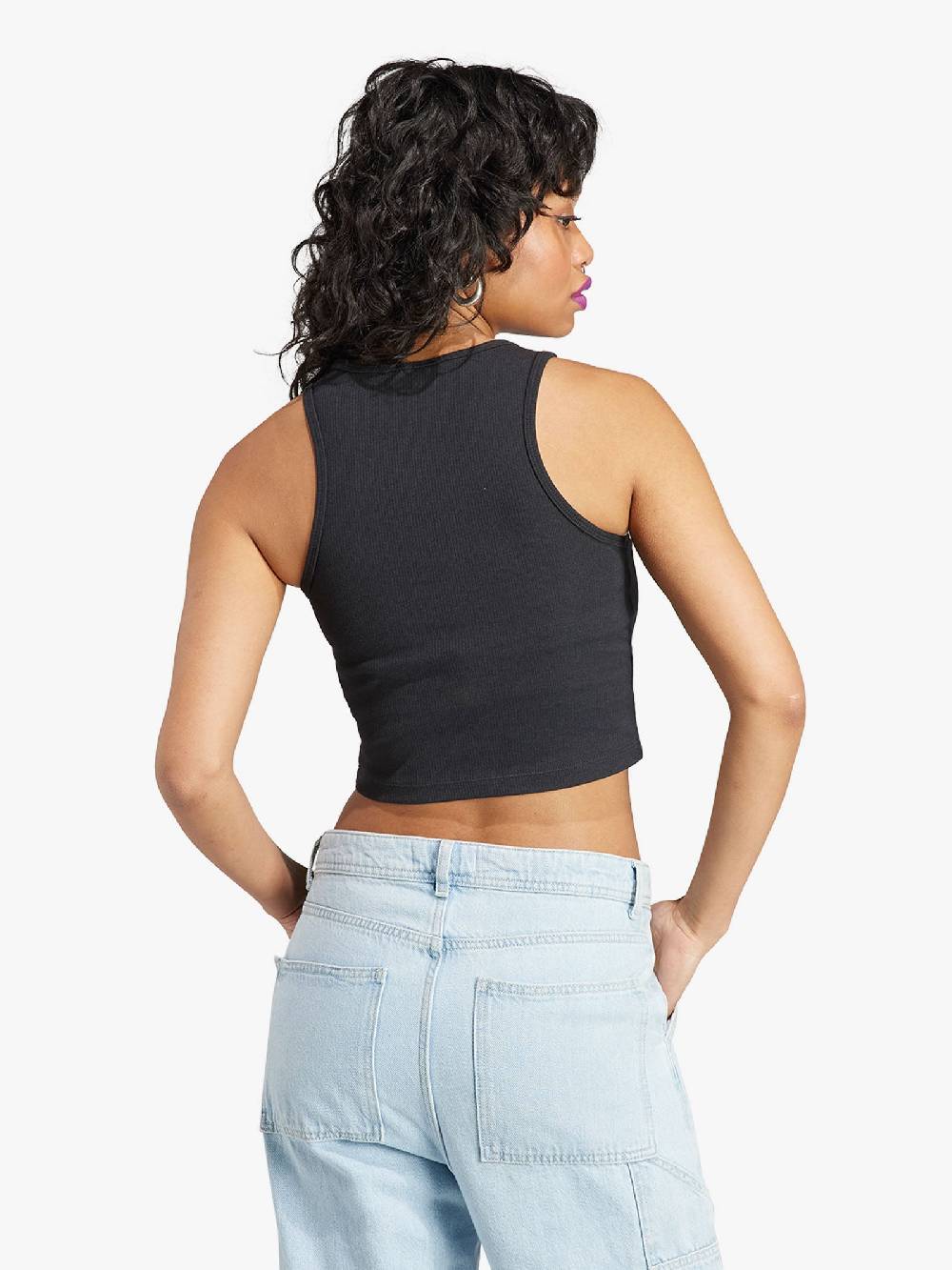 ADIDAS Canotta croppes Essentials Rib IJ8251 donna cotone nero Spedizione Gratuita