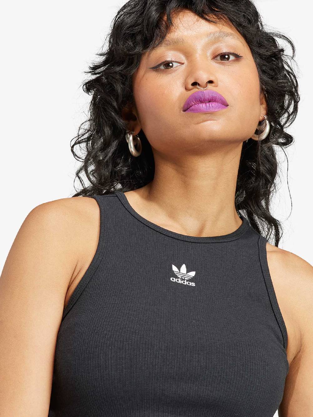 ADIDAS Canotta croppes Essentials Rib IJ8251 donna cotone nero Spedizione Gratuita