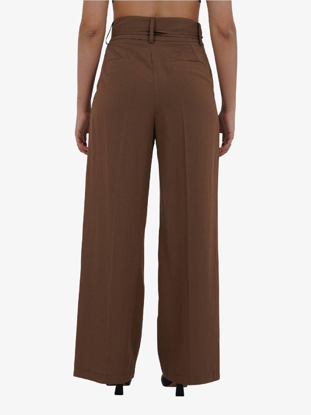VICOLO Pantalone con coulisse e laccio TB1550 donna viscosa marrone Fino Al -60%