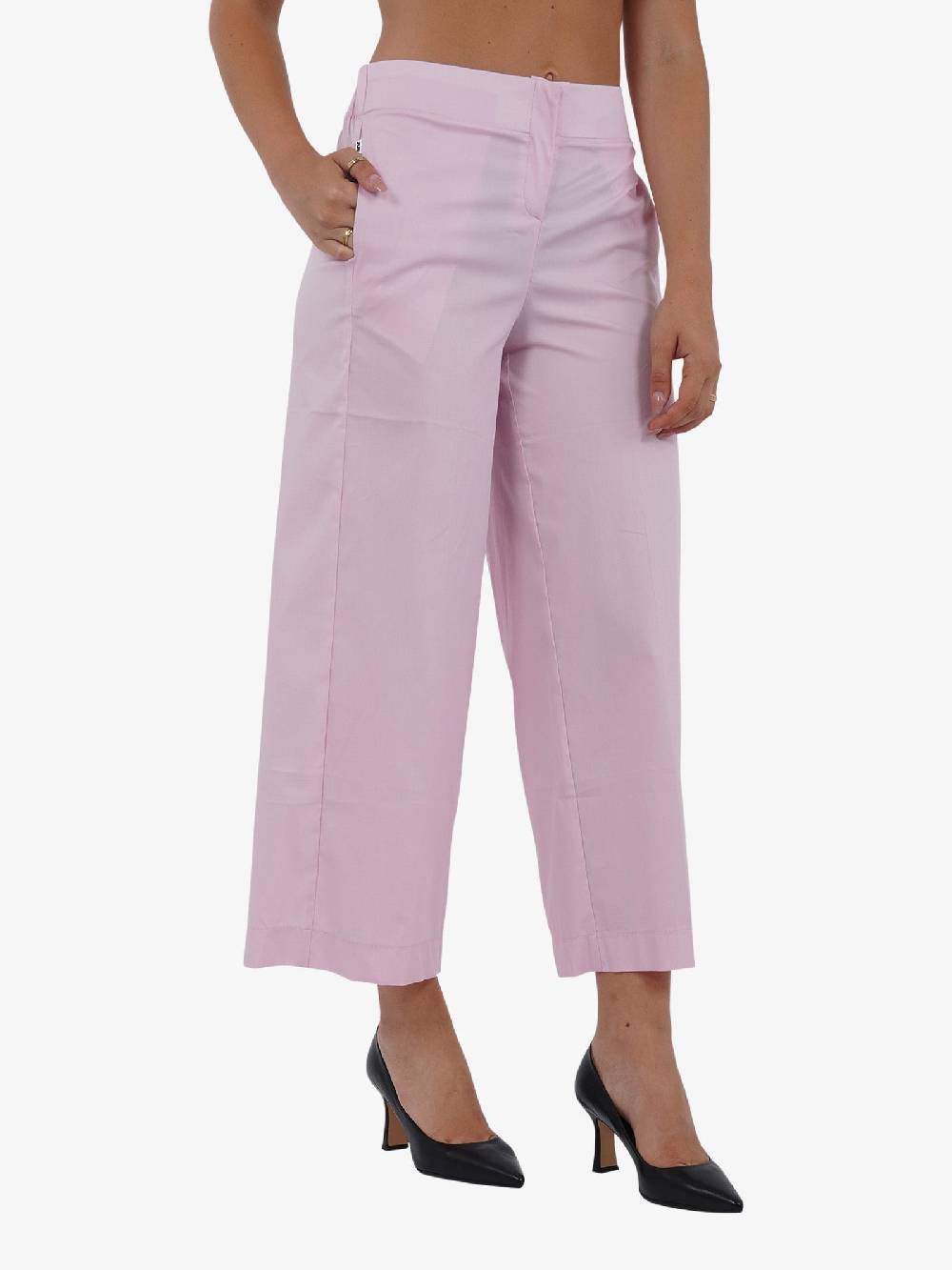 JIJIL Pantalone a vita alta PA279 donna cotone rosa Shopping Online