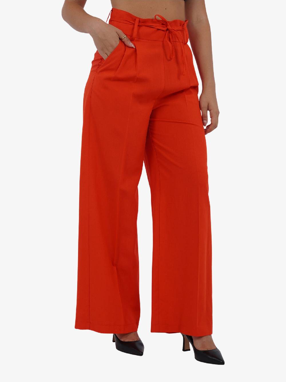 VICOLO Pantalone con coulisse e laccio TB1550 donna viscosa rosso Sottocosto