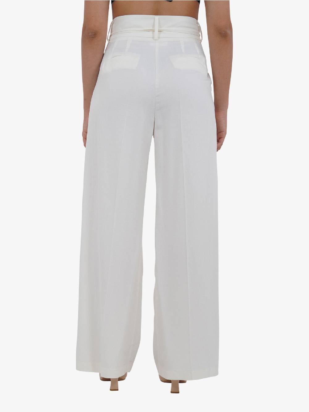 VICOLO Pantalone con coulisse e laccio TB1550 donna viscosa bianco Convenienza