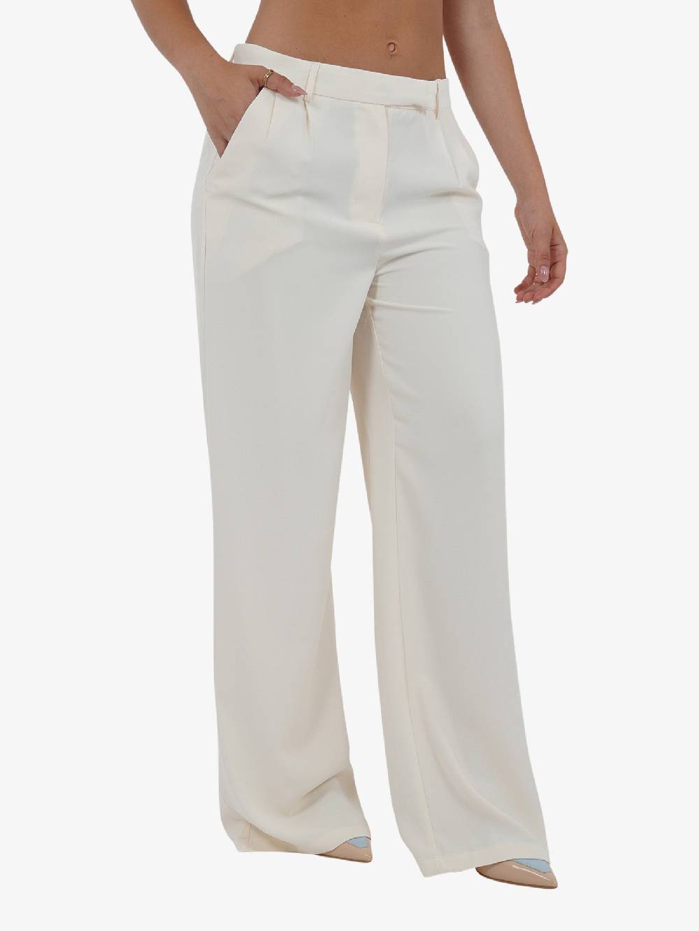 GLAMOROUS Pantalone a vita bassa GS0482 donna beige Sconto