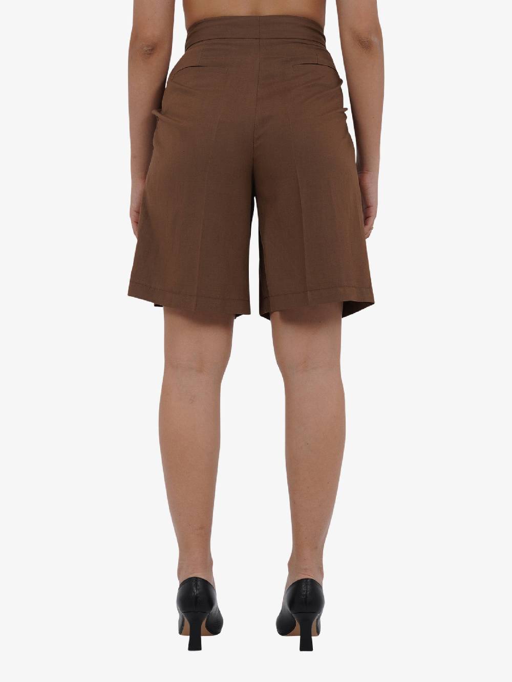 VICOLO Bermuda con pieghe TB1568 donna viscosa marrone Online