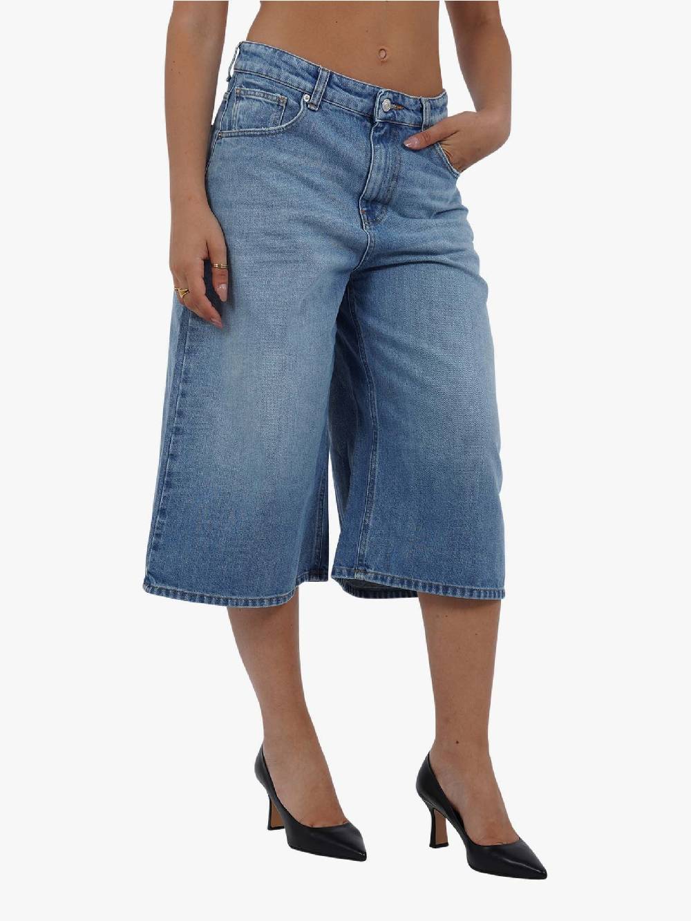 VICOLO Bermuda jeans lungo DB5340 donna cotone denim In Vendita