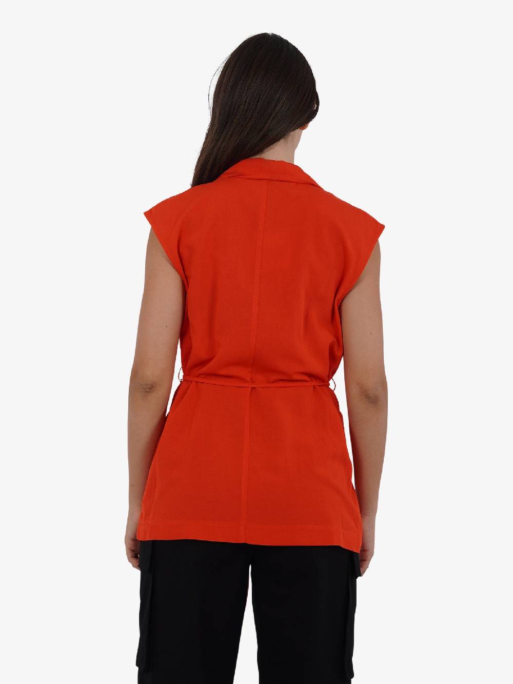 VICOLO Gilet lungo con laccio TB1545 donna viscosa rosso Hotsell